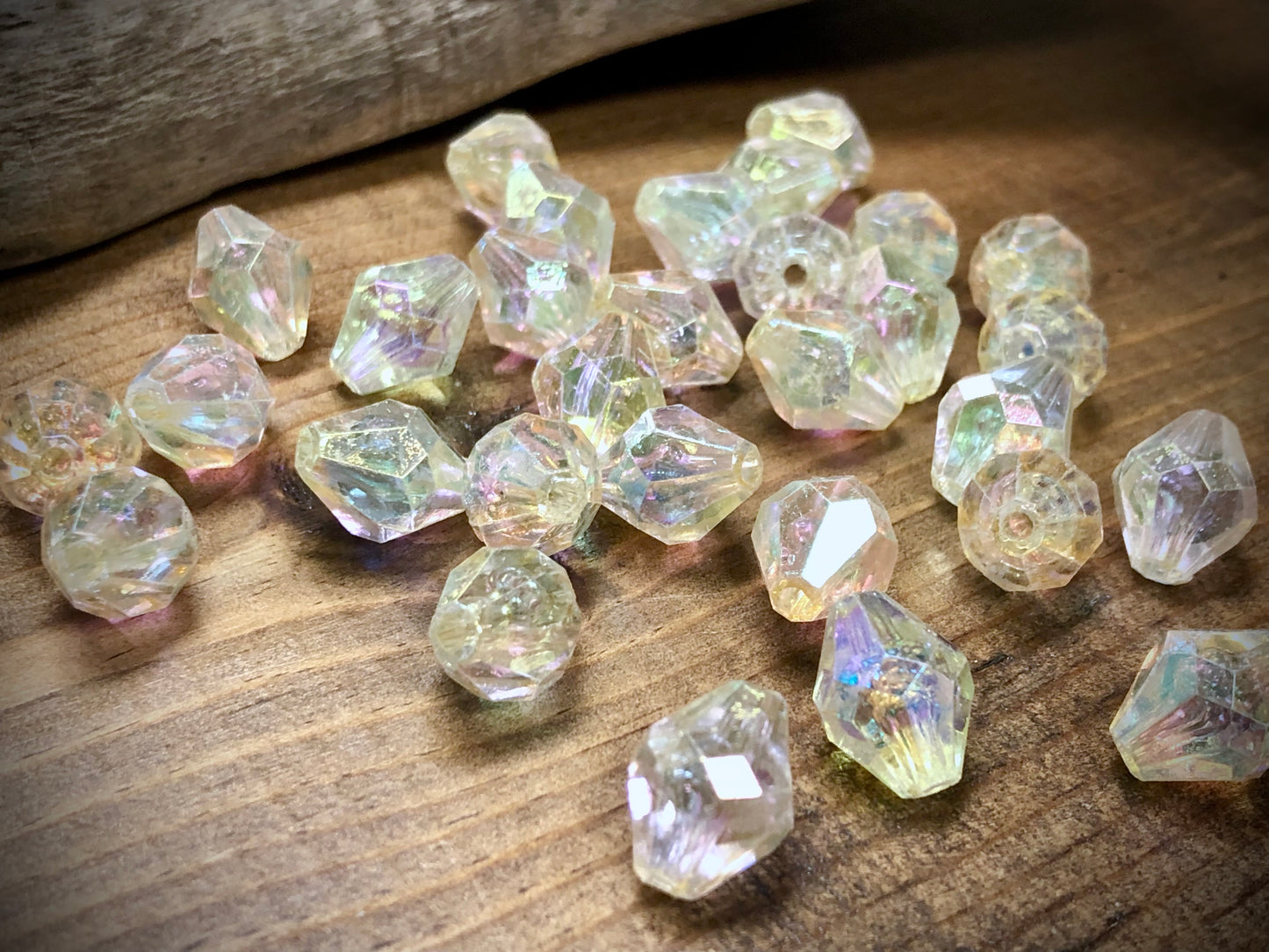 Plastic Crystal Aurora Borealis Bead Lot - 15mm x 11mm