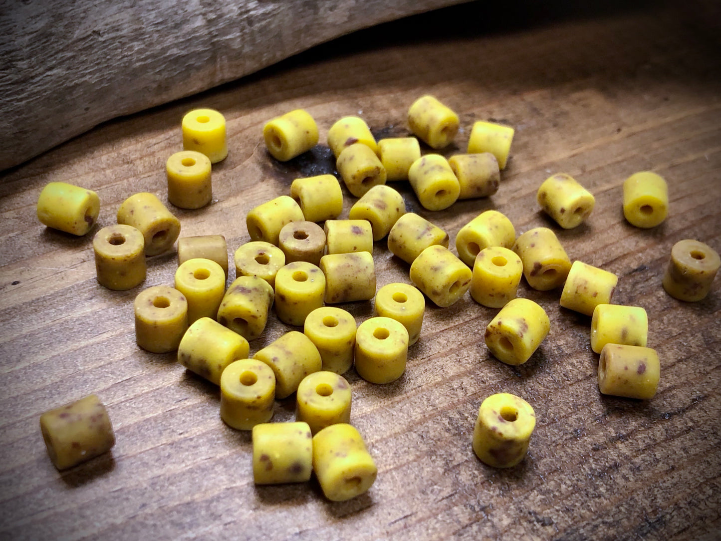 Vintage Czech Glass - Yellow Tile Beads