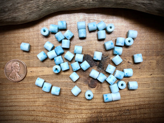 Vintage Czech Glass - Sky Blue Tile Beads