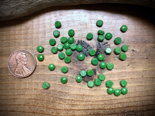 Vintage Czech Glass - Grass Green Nailhead Beads