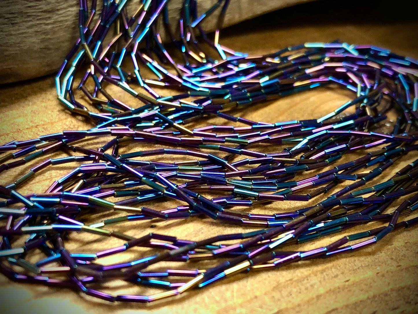 Vintage Czech Glass - Metallic Iris Bugle Beads