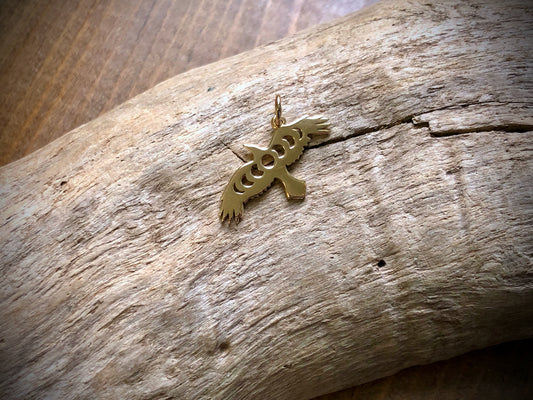 Bronze Raven Charm with Moon Phase Cutout