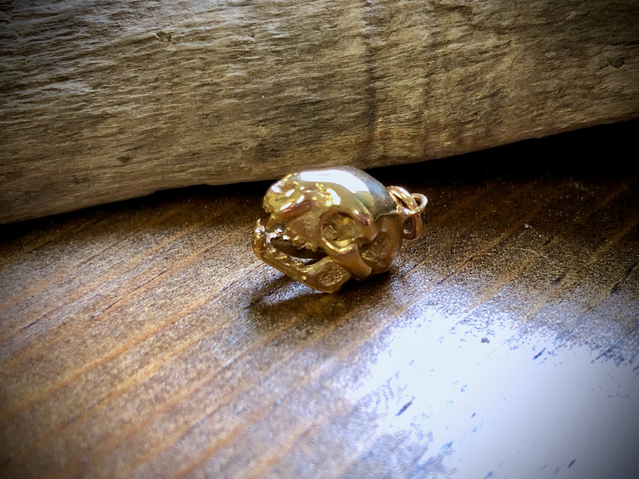 Bronze Cat Skull Charm