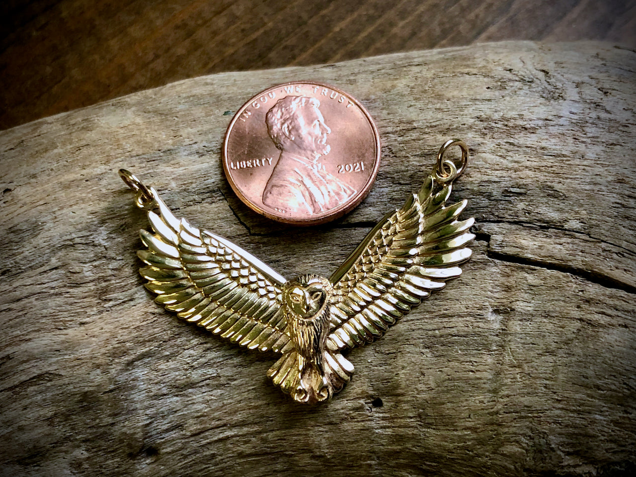 Bronze Flying Owl Pendant