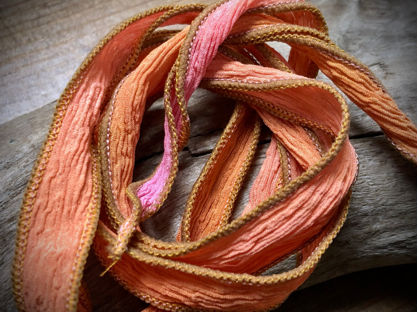 Side-Stitched Silk Ribbon - Sunset Ombre