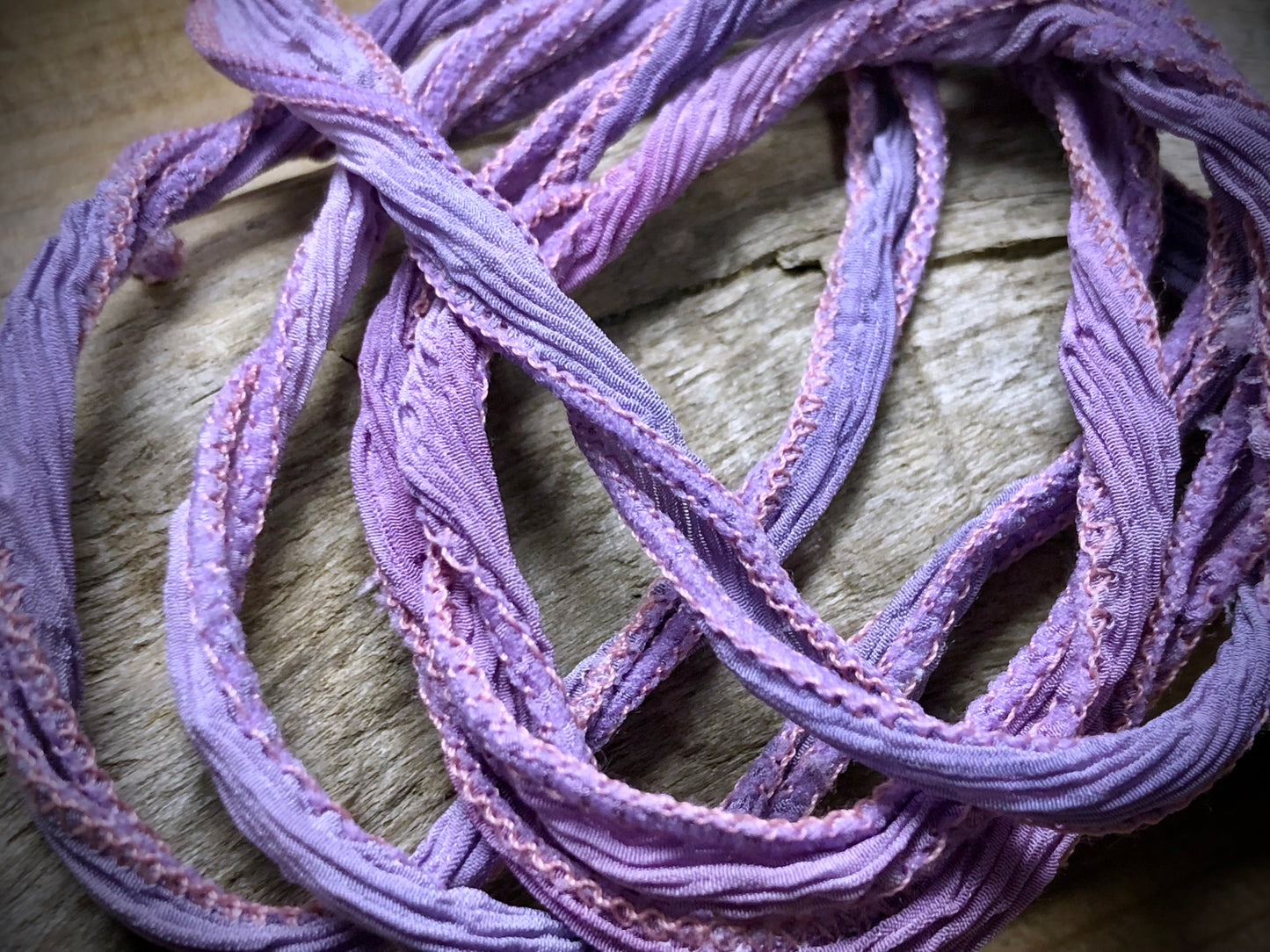 Side-Stitched Silk Ribbon - Lavender-Periwinkle Ombre