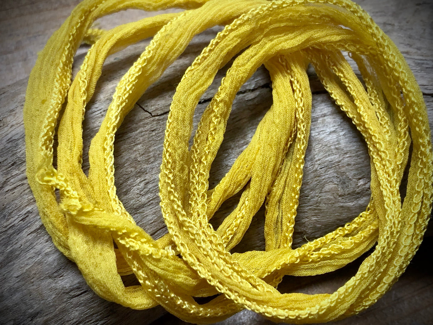 Side-Stitched Silk Ribbon - Mustard Yellow