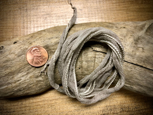 Side-Stitched Silk Ribbon - Taupe