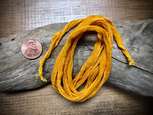 Side-Stitched Silk Ribbon - Mandarin Orange