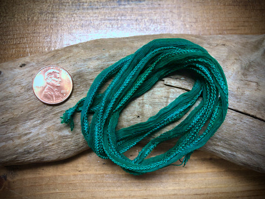 Side-Stitched Silk Ribbon - Bright Teal