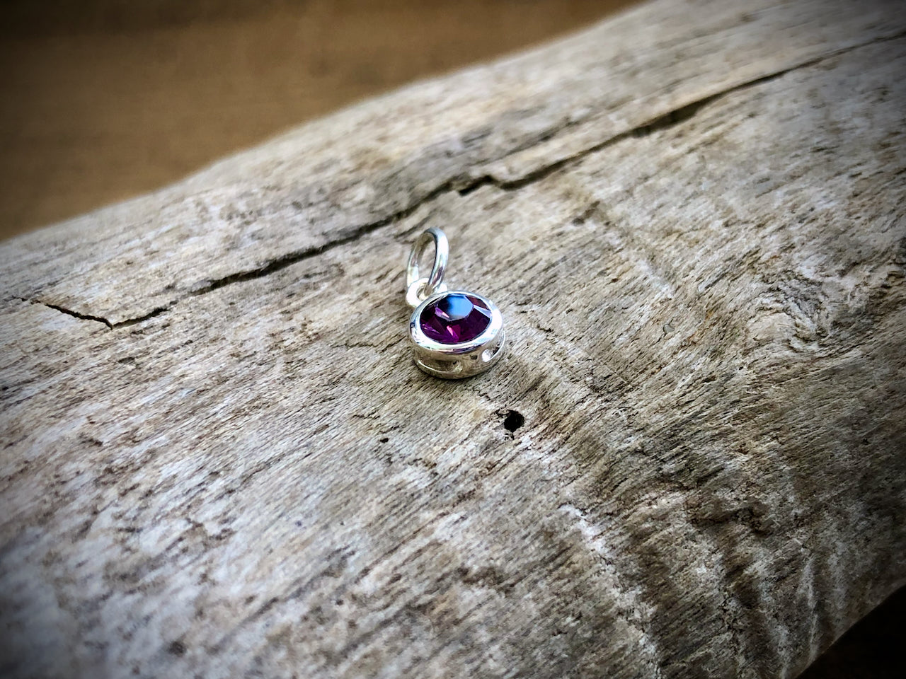Silver Swarovski Crystal Birthstone Charm - February