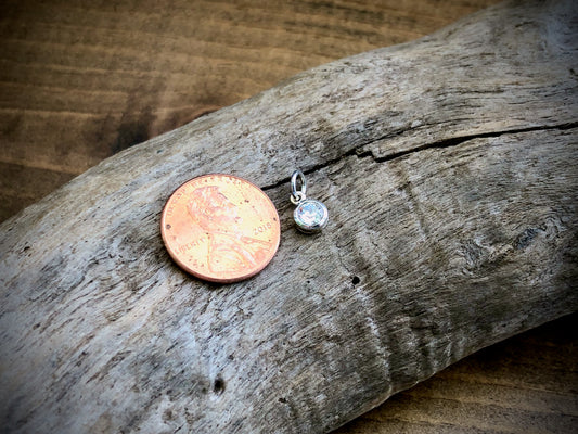 Silver Swarovski Crystal Birthstone Charm - April