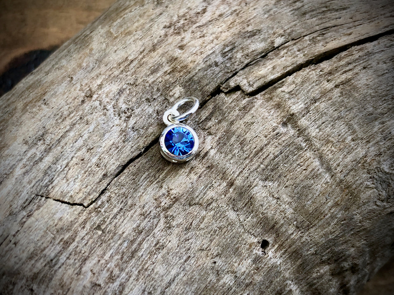 Silver Swarovski Crystal Birthstone Charm - September