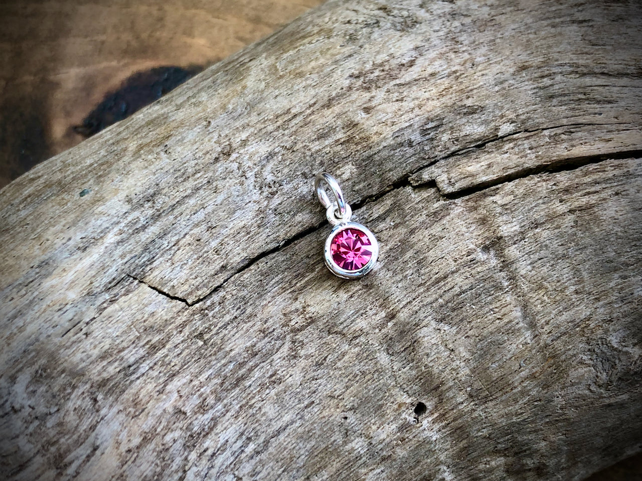 Silver Swarovski Crystal Birthstone Charm - October