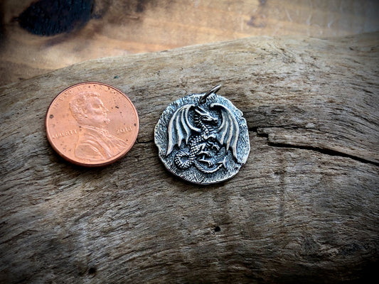 Sterling Ancient Coin Dragon Charm