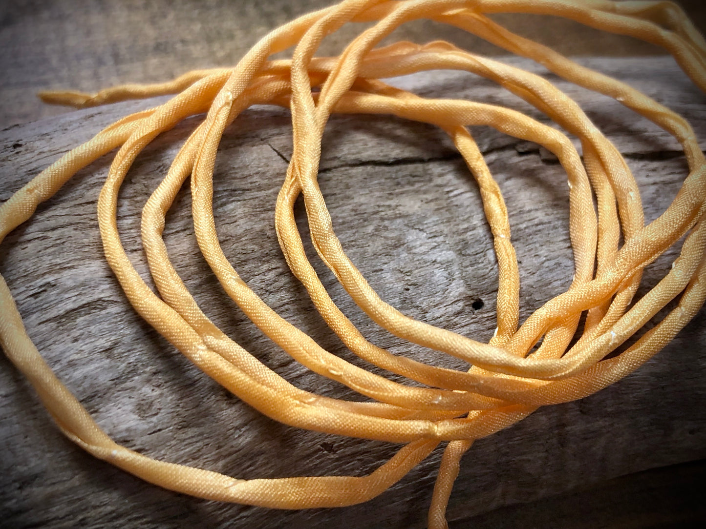 Tubular Stitched Silk Ribbon - Golden Yellow