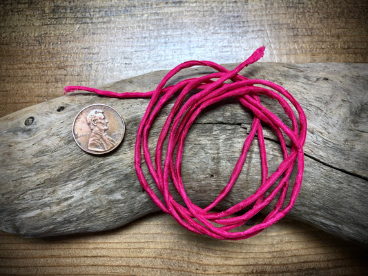 Tubular Stitched Silk Ribbon - Hot Pink