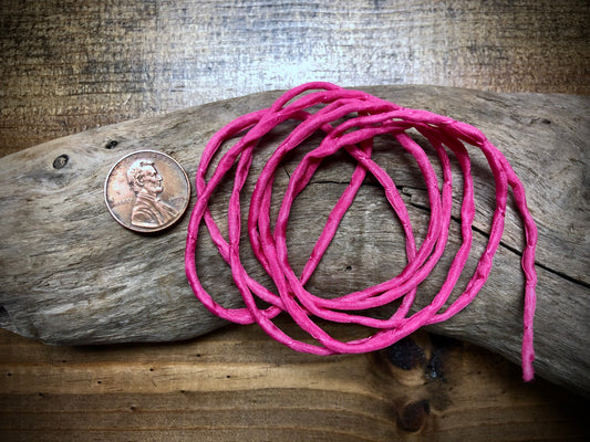 Tubular Stitched Silk Ribbon - Rose Pink