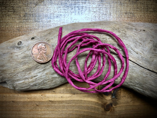 Tubular Stitched Silk Ribbon - Berry Purple