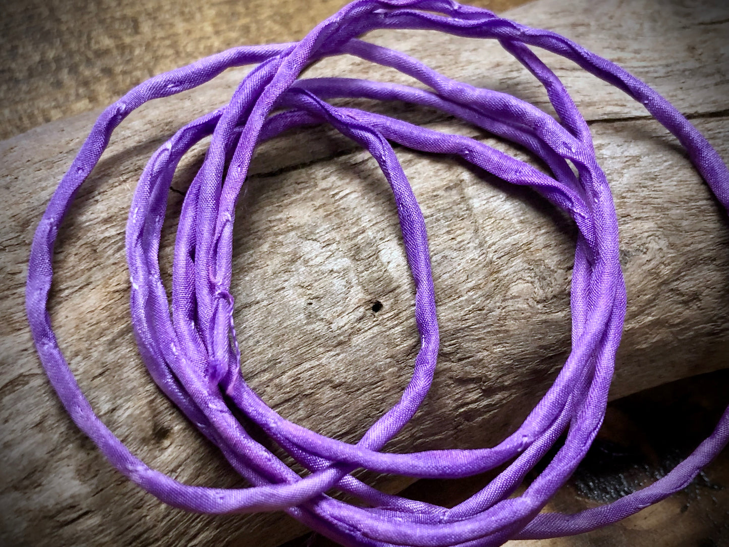 Tubular Stitched Silk Ribbon - Amethyst Purple