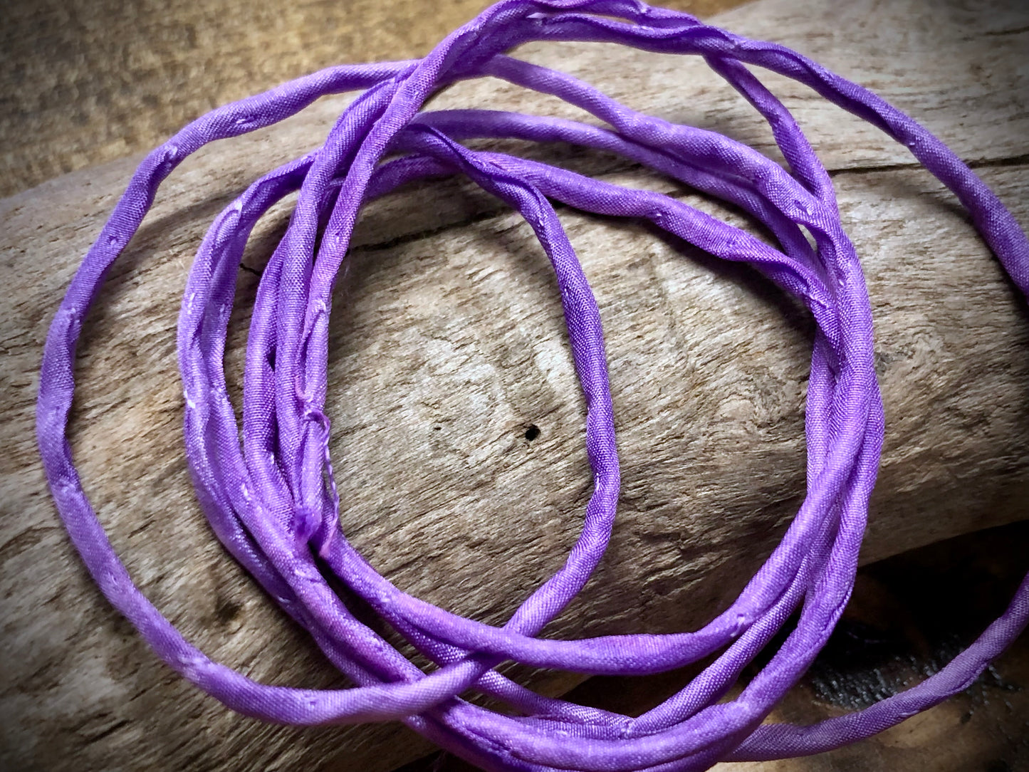 Tubular Stitched Silk Ribbon - Amethyst Purple