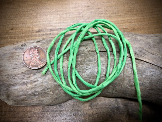 Tubular Stitched Silk Ribbon - Spring Green