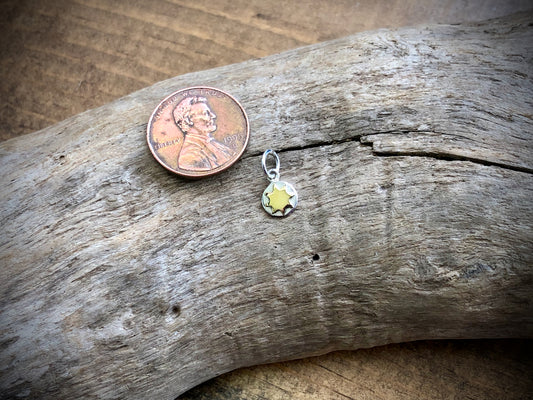 Sterling Round with Bronze Sun Charm