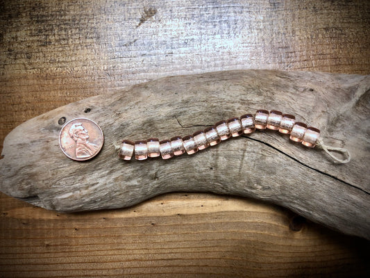 Vintage Czech Glass Pony Beads - Pink with Silver Foil - 3.5"