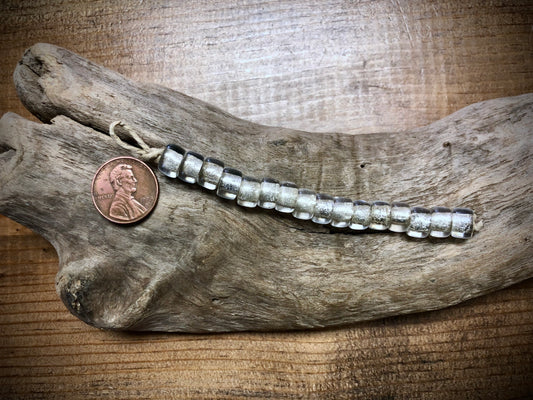 Vintage Czech Glass Pony Beads - Clear with Silver Foil - 3.5"