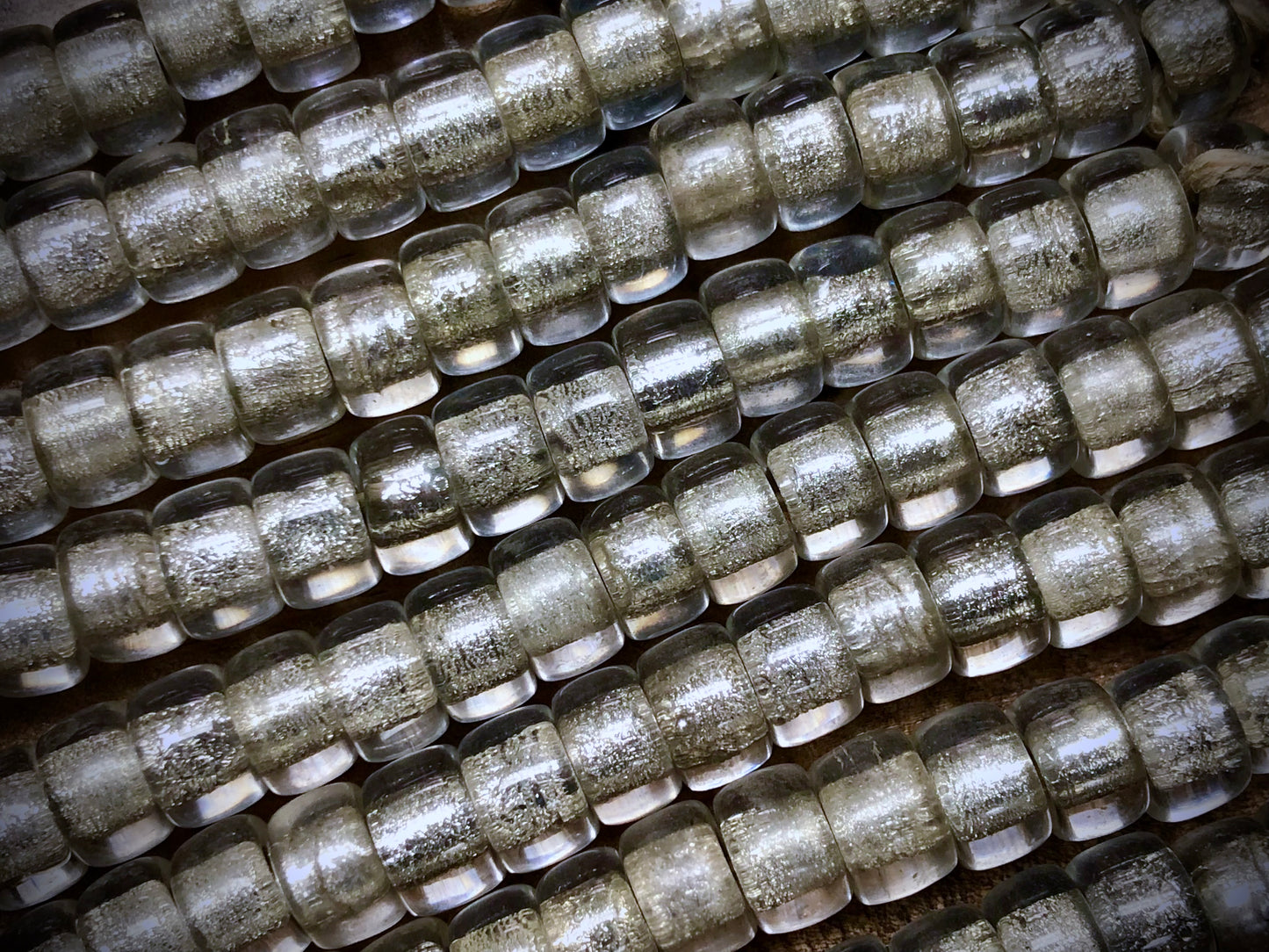 Vintage Czech Glass Pony Beads - Clear with Silver Foil - 3.5"
