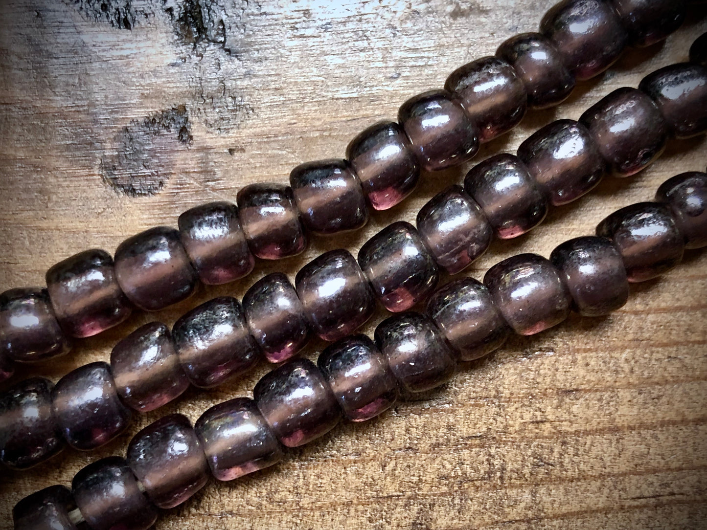 Vintage Czech Glass Pony Beads - Purple - 3.5"