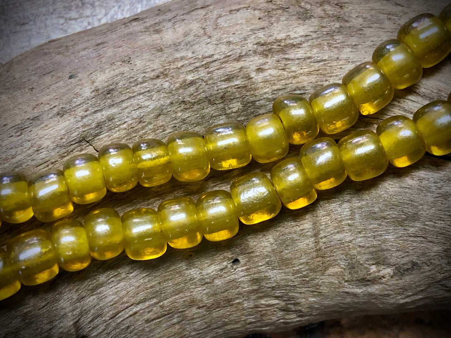 Vintage Czech Glass Pony Beads - Yellow - 3.5"