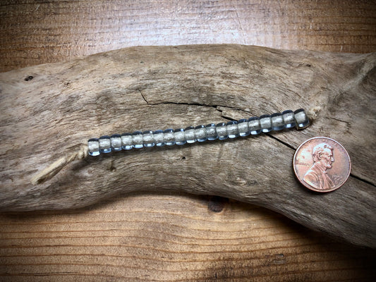 Vintage Czech Glass Pony Beads - Slate Blue with Silver Foil - 3"