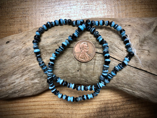 Hand Spun Glass Strand - Blue and Black Rounds - 15"