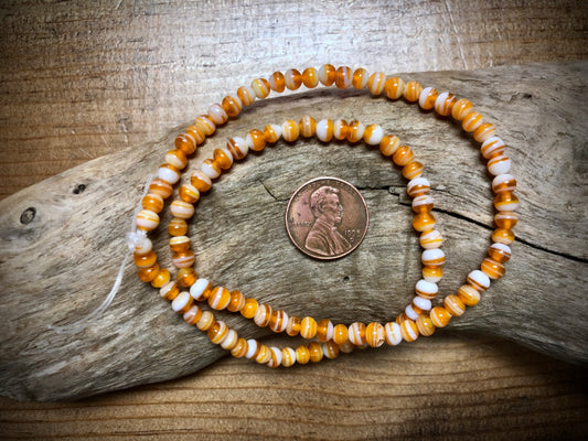Hand Spun Glass Strand - Orange and White Rounds - 15"