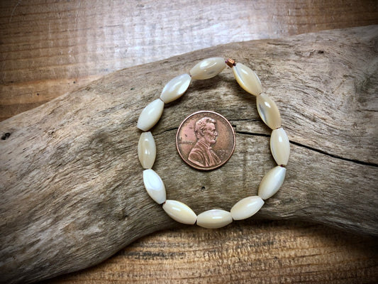 Vintage Mother of Pearl Rice Beads - 6mm x 11mm