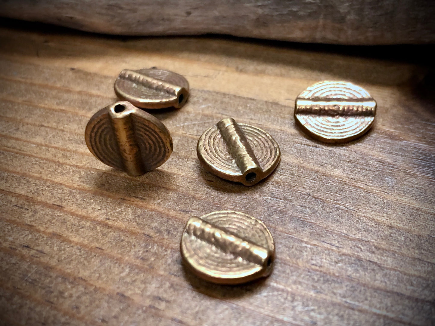 Brass Findings - Textured Circle Tubes Set