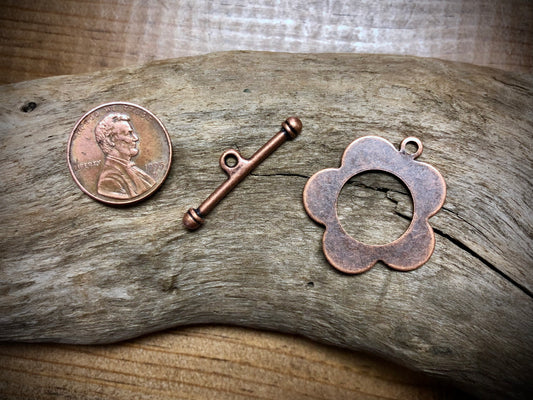 Flower Toggle Set - Antique Copper