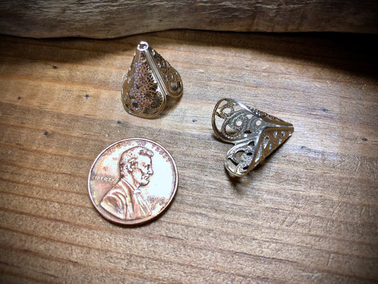 Filigree Bead Cone - 16mm x 16mm - Silver Tone