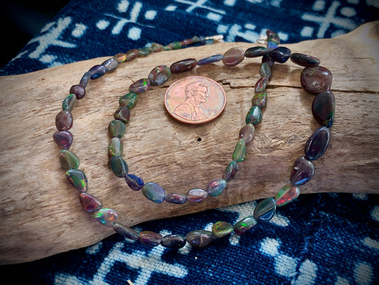 Black Opal Pebbles Graduated Strand/Necklace