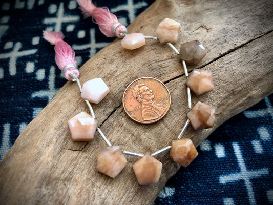 Pink Opal Faceted Hexagon Bead Strand - 11mm - 5.5"