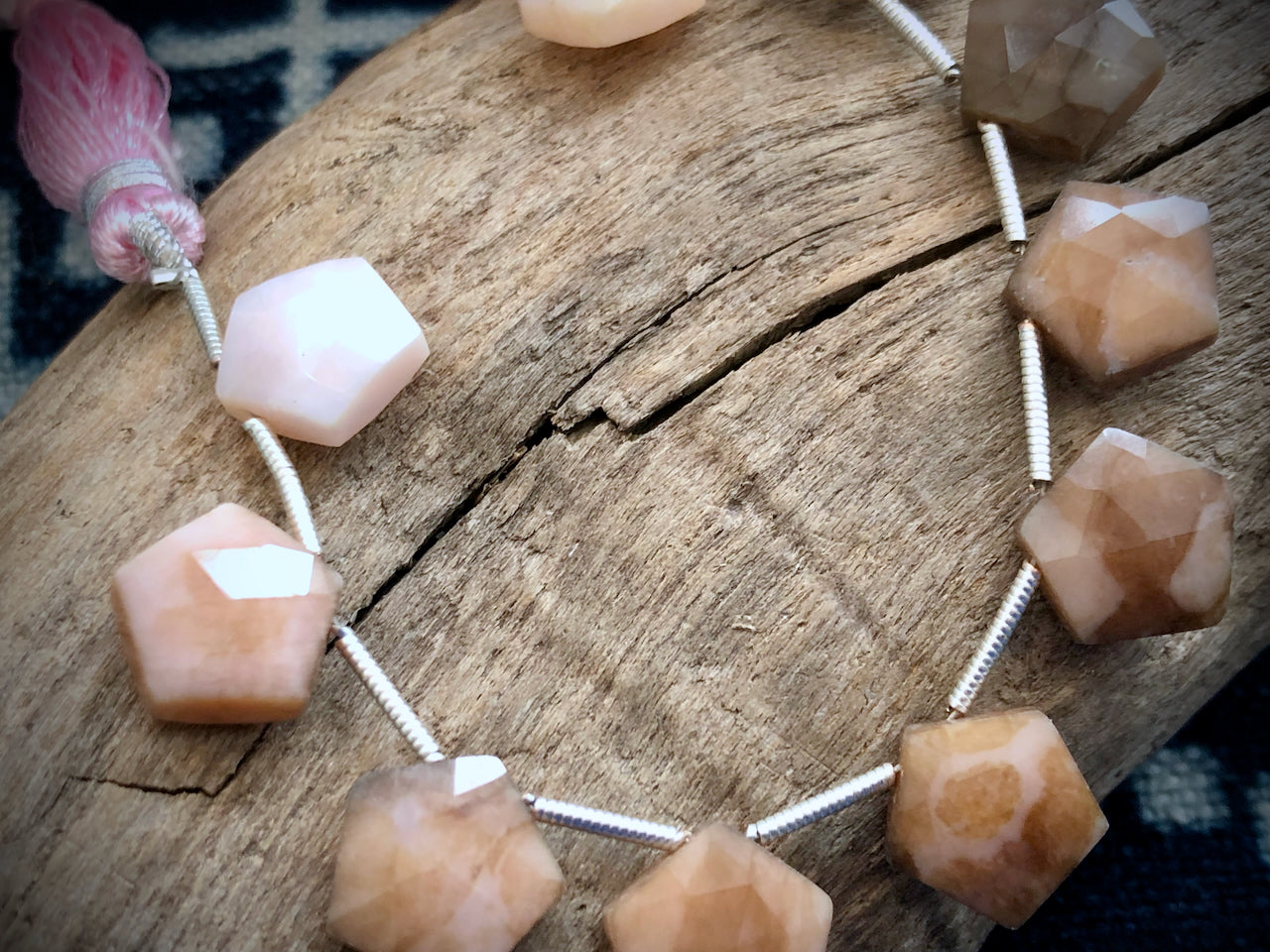 Pink Opal Faceted Hexagon Bead Strand - 11mm - 5.5"