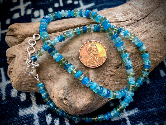 Graduated Apatite Smooth Rondelle Bead/Necklace Strand - 16"