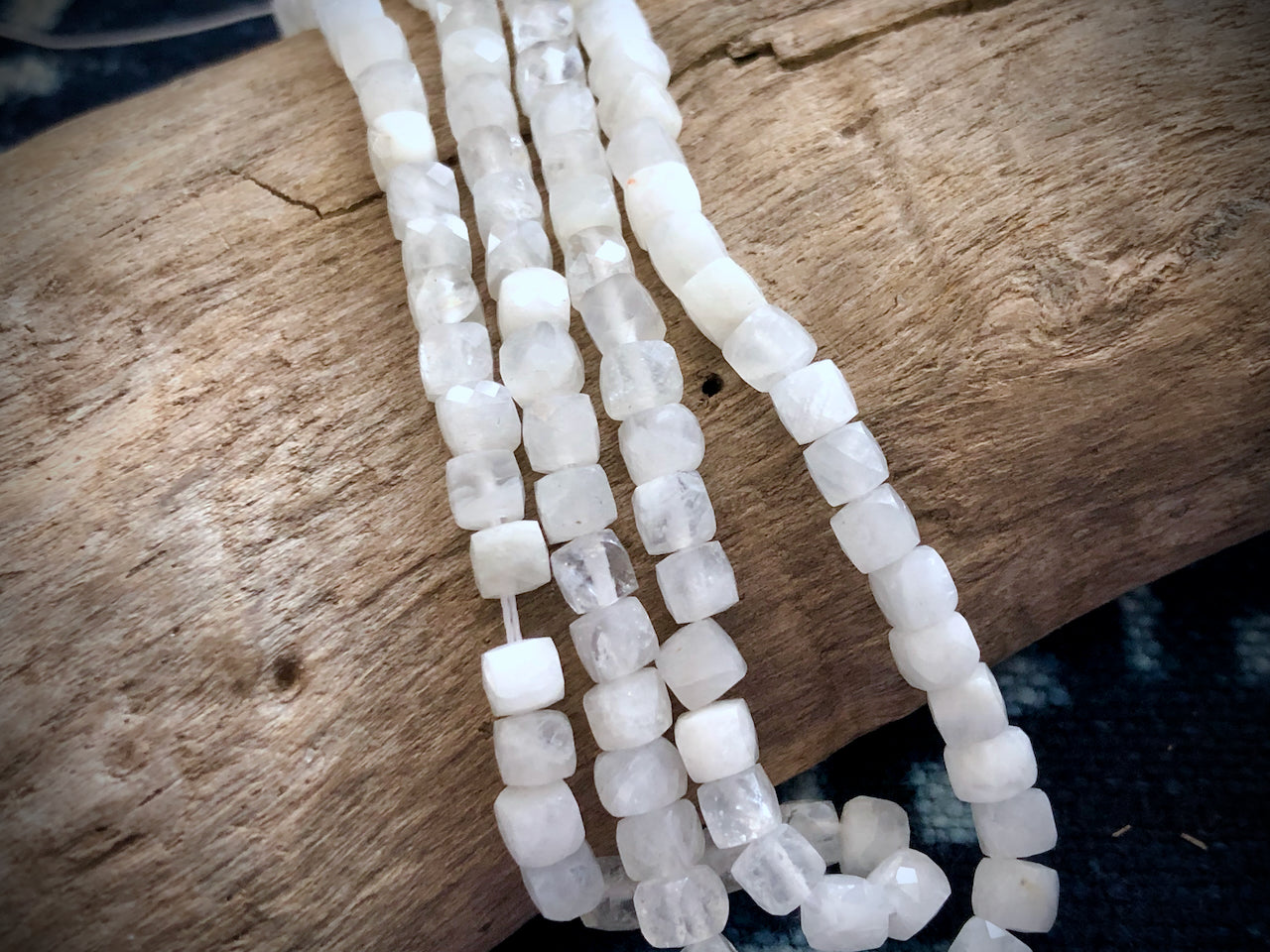Mystic Moonstone Faceted Cubes Bead Strand - 4mm - 15"