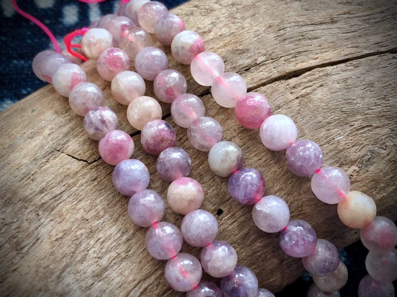 Pink Tourmaline with Pink Lepidolite Rounds Bead Strand - 6mm - 15"