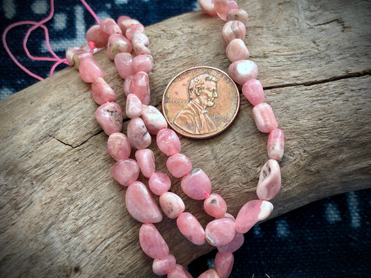 Rhodonite Nugget Bead Strand - 15"