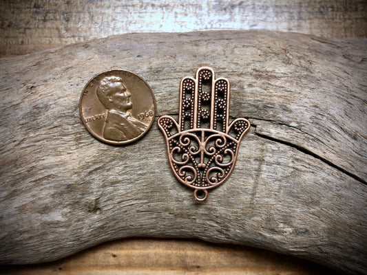 Filigree Hamsa Hand Copper Charm