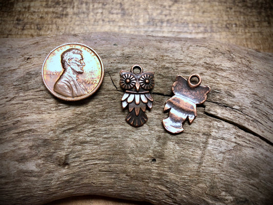 Owl Charm - Antique Copper