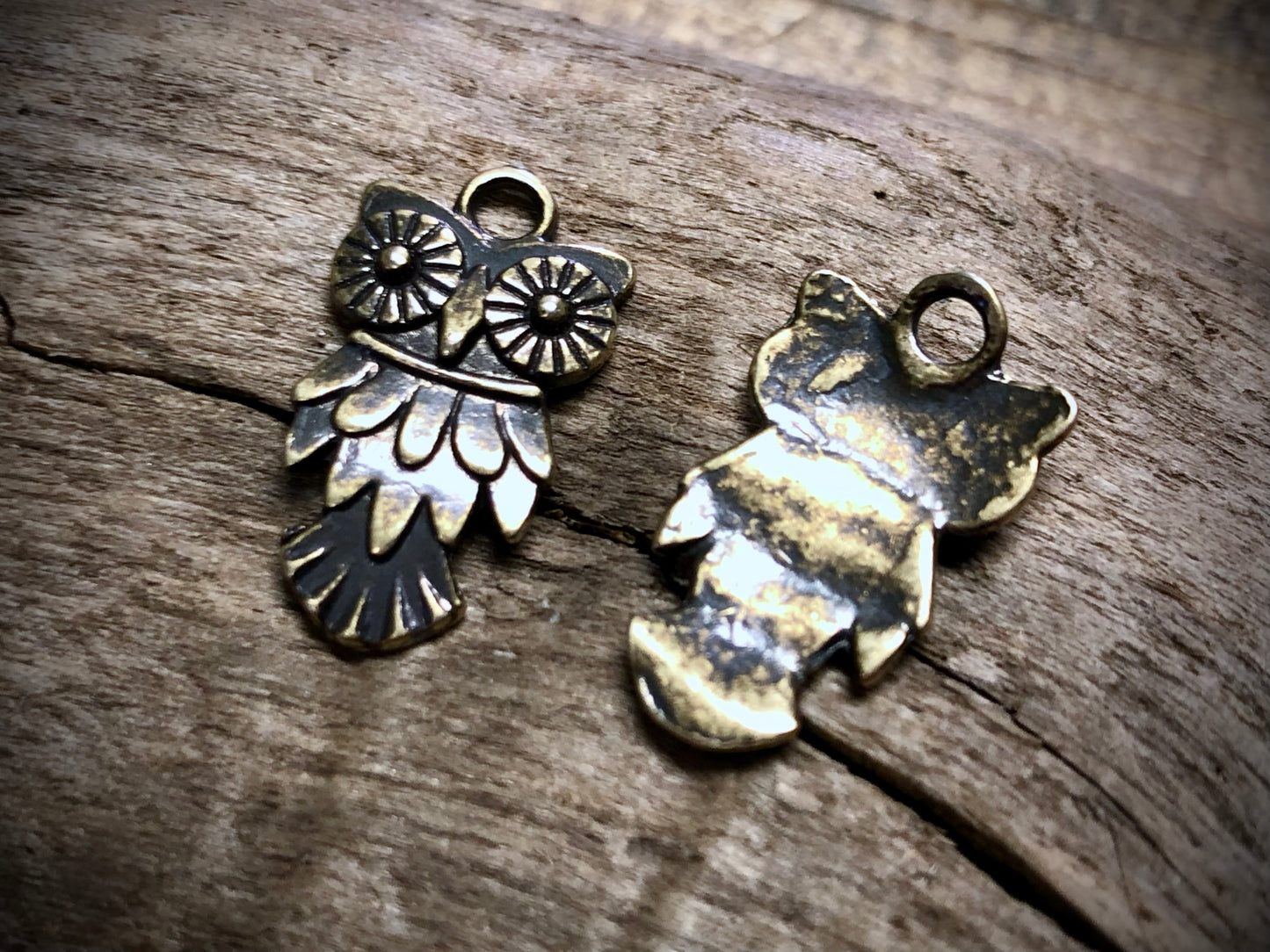 Owl Charm - Brass Tone