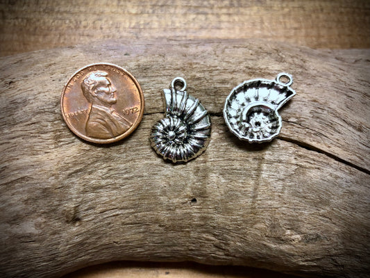 Ammonite Charm - Silver Tone